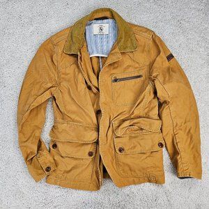 Aigle Coat Wind Breaker Jacket Canvas Style Mustard Large Travel Packable USA